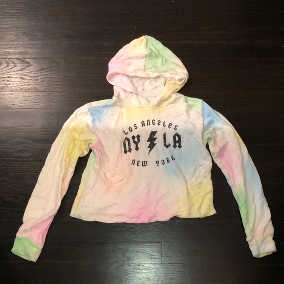Flowers by Zoe Shirts & Tops Flowers By Zoe Girls Size Xl Tie Dye Nyla Crop Hoodie